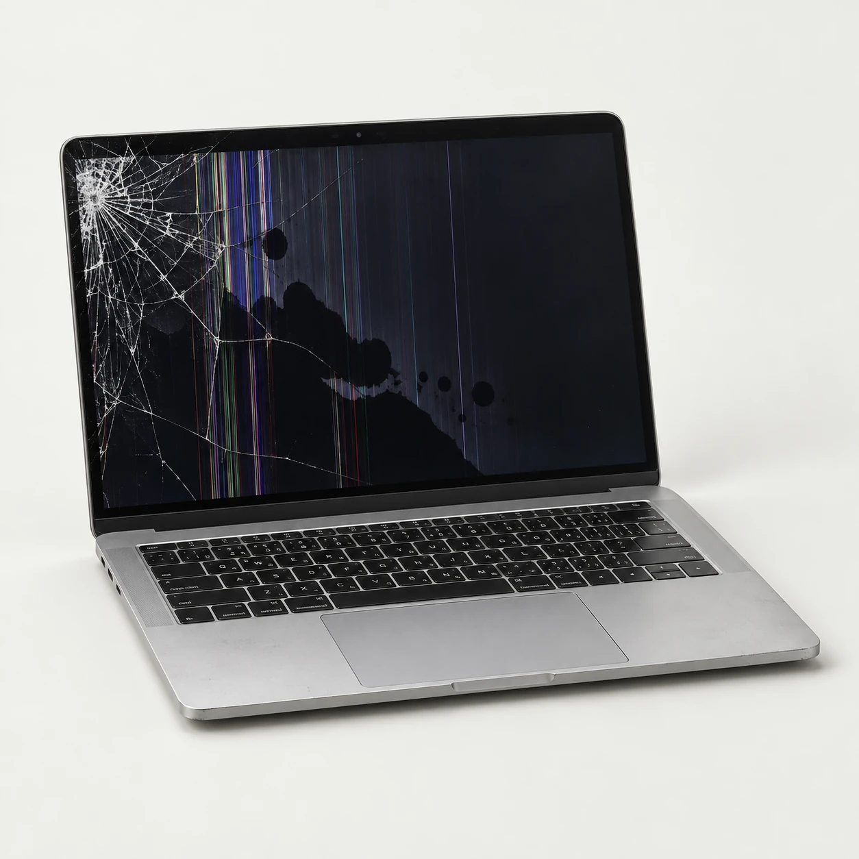 Cracked laptop screens — AI-generated condition example